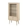 Rangement Vitrine 1 Porte H.143 Cm ELODIE Placage Chêne Massif -Velvet Magasin rangement vitrine 1 porte h143 cm elodie placage chene massif