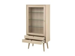 Rangement Vitrine 1 Porte H.143 Cm ELODIE Placage Chêne Massif -Velvet Magasin rangement vitrine 1 porte h143 cm elodie placage chene massif 2