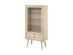 Rangement Vitrine 1 Porte H.143 Cm ELODIE Placage Chêne Massif