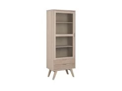 Rangement Vitrine 1 Porte H.190 Cm NINA Placage Chêne Massif