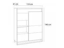 Rangement Vitrine 2 Portes 110 Cm KYRIA Avec LED Imitation Chêne -Velvet Magasin rangement vitrine 2 portes 110 cm kyria avec led imitation chene 5