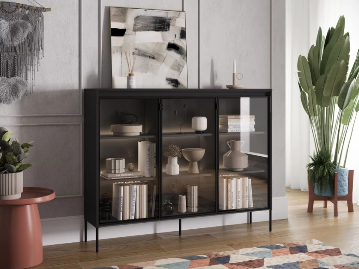 Rangement Vitrine H.118 Cm LENARA Avec LED 7 Rangement Vitrine H.118 Cm LENARA Avec LED – Image 5