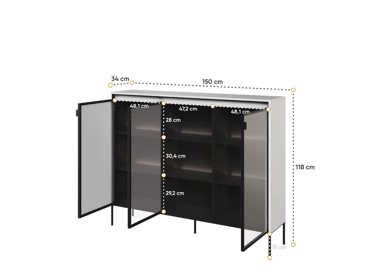 Rangement Vitrine H.118 Cm LENARA Avec LED 12 Rangement Vitrine H.118 Cm LENARA Avec LED – Image 10