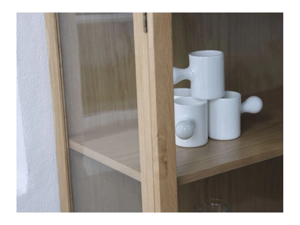 Rangement Vitrine H140 Cm 2 Portes SERENA Placage Chêne Massif 5 Rangement Vitrine H140 Cm 2 Portes SERENA Placage Chêne Massif – Image 3