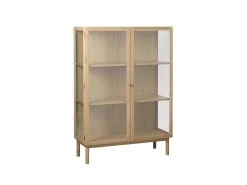 Rangement Vitrine H140 Cm 2 Portes SERENA Placage Chêne Massif