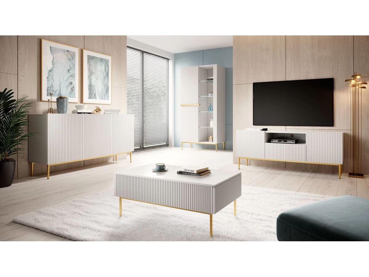 Rangement Vitrine H200 Cm 2 Portes KASHA Pieds Or 5 Rangement Vitrine H200 Cm 2 Portes KASHA Pieds Or – Image 3