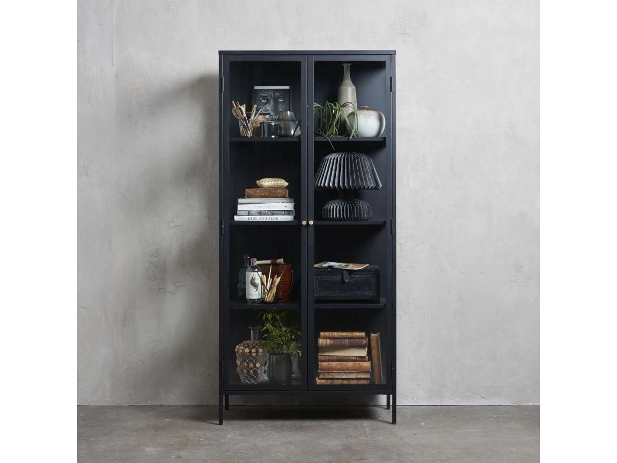 Rangement Vitrine Haut 2 Portes 90 Cm LEYA 4 Rangement Vitrine Haut 2 Portes 90 Cm LEYA – Image 2