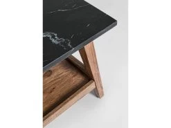 Table Basse 105 Cm AUTEUIL Acacia Et Marbre Noir
