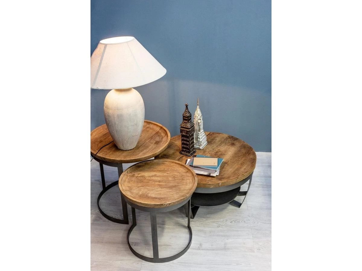 Table Basse D65 Cm Double Plateau ANOUK Bois Massif De Manguier 3 Table Basse D65 Cm Double Plateau ANOUK Bois Massif De Manguier